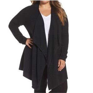 Barefoot Dreams Sz 2X CozyChic Lite Open Front Waterfall Cardigan Gray Long